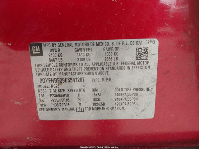 2014 CADILLAC SRX 3GYFNBE39ES547207 Photo 8