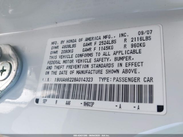 2008 ACURA TL 19UUA66228A014323 Photo 8