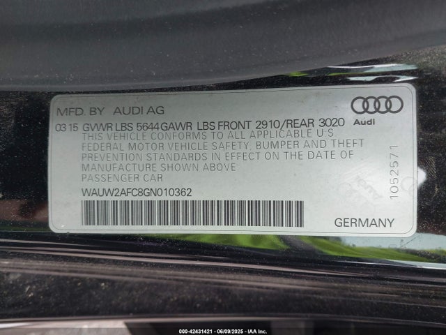 WAUW2AFC8GN010362 Audi 2016