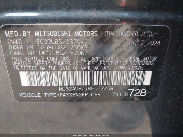 2024 MITSUBISHI MIRAGE ML32AUHJ7RH032259 Photo 8