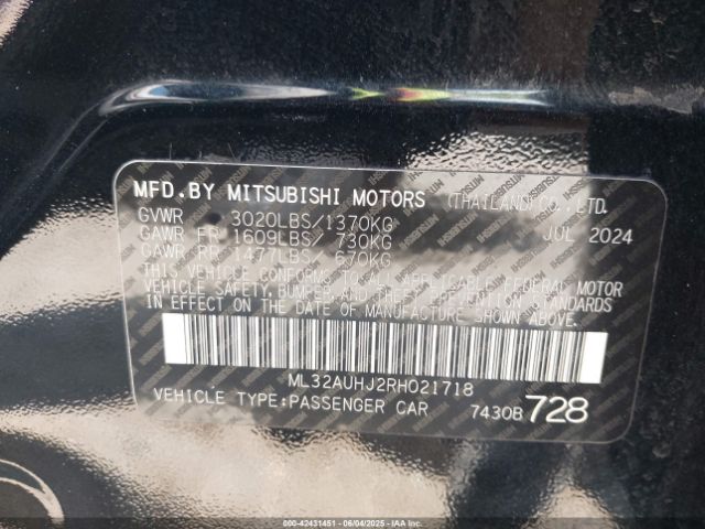ML32AUHJ2RH021718 Mitsubishi Mirage Es/le