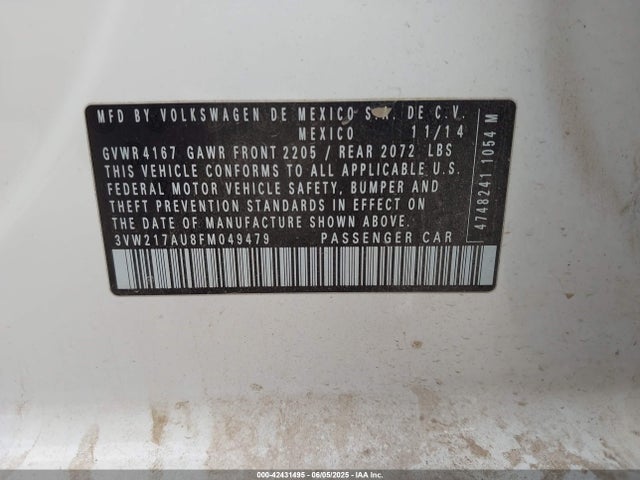 3VW217AU8FM049479 Volkswagen 2015