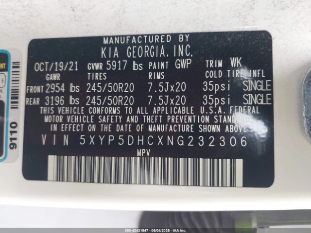 2022 KIA TELLURIDE 5XYP5DHCXNG232306 Photo 8