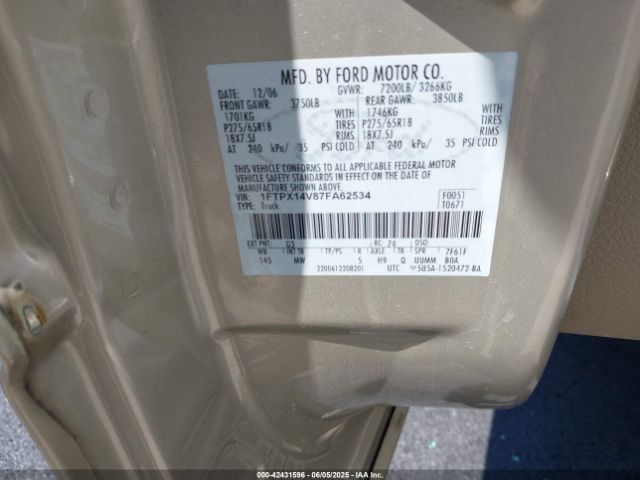 2007 FORD F-150 1FTPX14V87FA62534 Photo 8