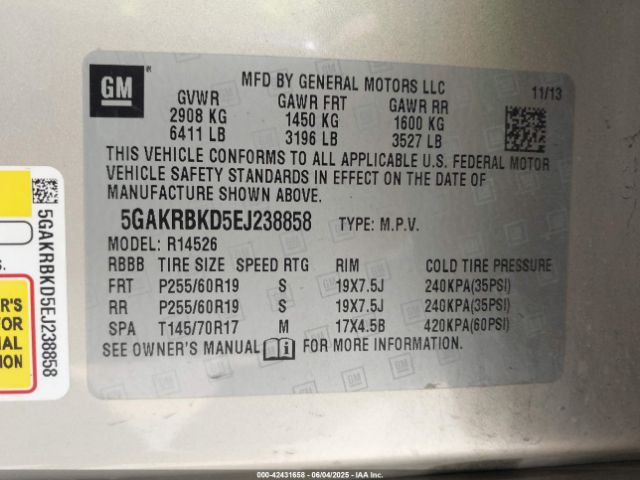 5GAKRBKD5EJ238858 Buick Enclave Leather