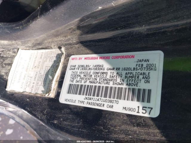 2001 MITSUBISHI MIRAGE JA3AY11A71U038070 Photo 8