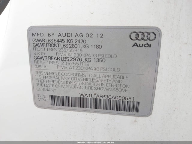 2012 AUDI Q5 WA1LFAFP3CA090551 Photo 8