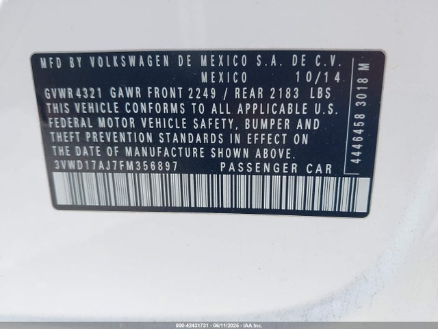 3VWD17AJ7FM356897 Volkswagen 2015