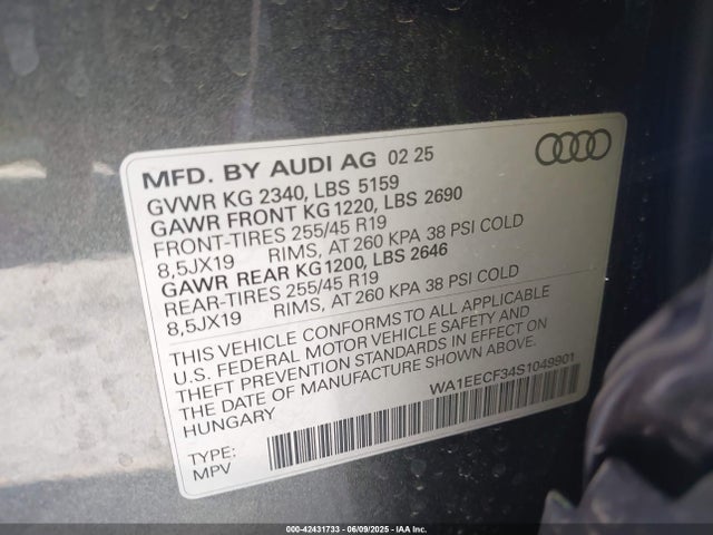 2025 AUDI Q3 WA1EECF34S1049901 Photo 8