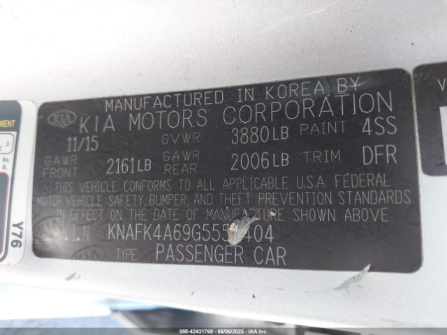 KNAFK4A69G5550404 KIA FORTE LX