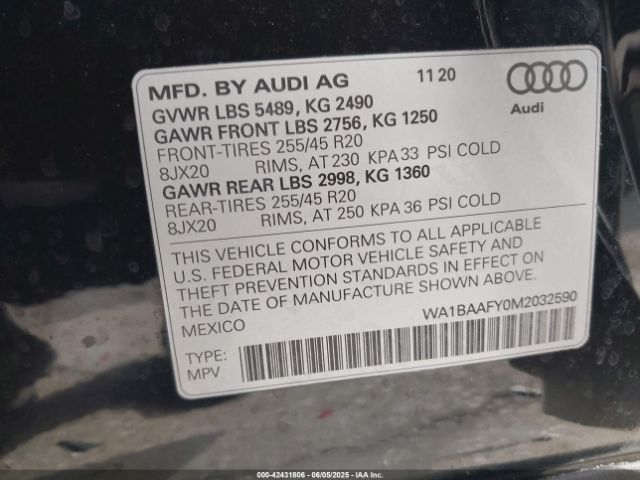 2021 AUDI Q5 WA1BAAFY0M2032590 Photo 8