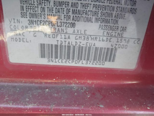 3N1CE2CP0FL372200 Nissan Versa Note Sv
