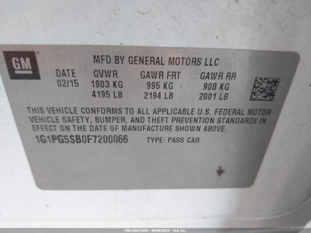 1G1PG5SB0F7200066 Chevrolet CRUZE LTZ