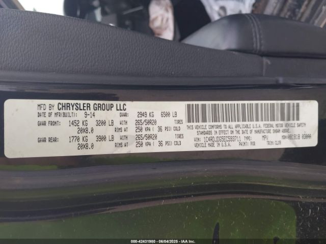 1C4RDJDG5EC593711 Dodge DURANGO LIMITED