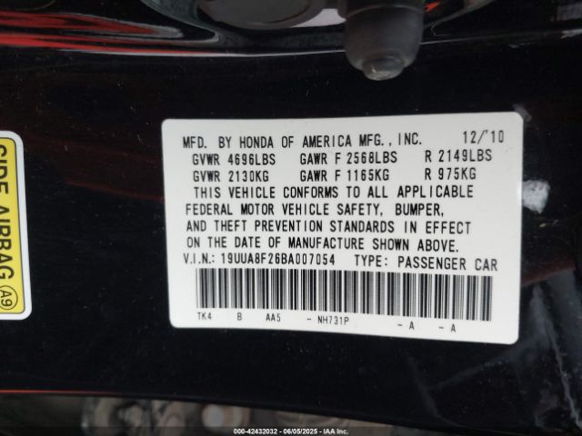 2011 ACURA TL 19UUA8F26BA007054 Photo 8