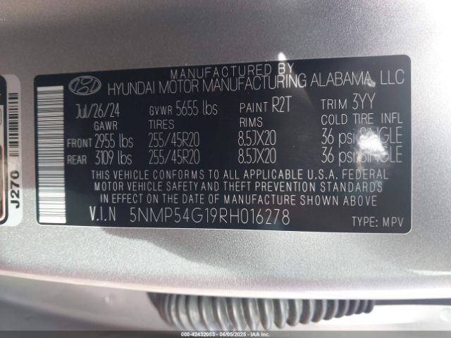 2024 HYUNDAI SANTA FE HYBRID 5NMP54G19RH016278 Photo 8