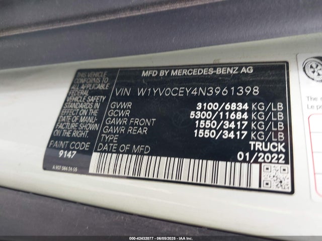 2022 MERCEDES-BENZ METRIS W1YV0CEY4N3961398 Photo 8