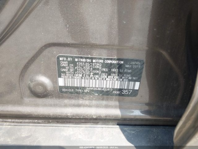 2019 MITSUBISHI OUTLANDER SPORT JA4AR3AU6KU031613 Photo 8