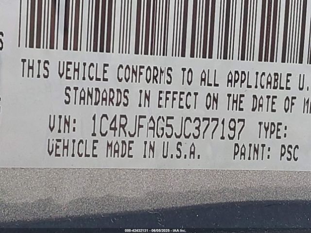 2018 JEEP GRAND CHEROKEE 1C4RJFAG5JC377197 Photo 8