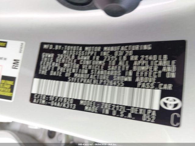2020 TOYOTA COROLLA 5YFEPRAE8LP126455 Photo 8