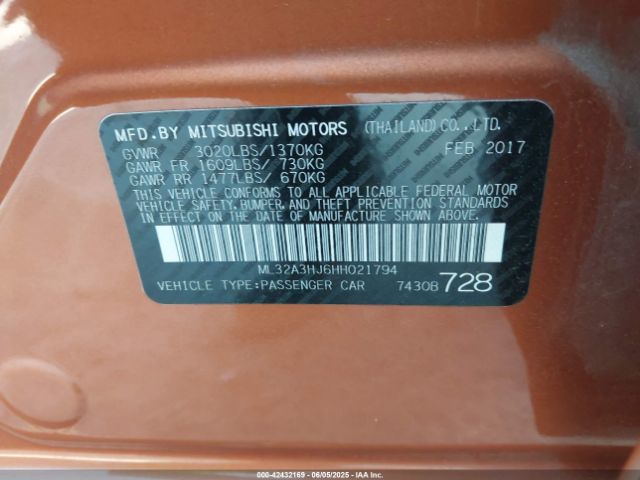 2017 MITSUBISHI MIRAGE ML32A3HJ6HH021794 Photo 8