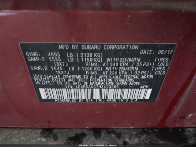4S4BSANC7H3423966 Subaru u5