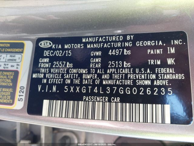 2016 KIA OPTIMA 5XXGT4L37GG026235 Photo 8