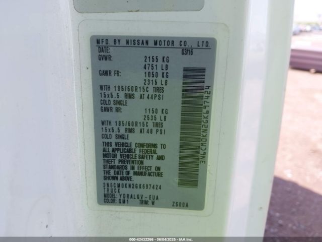3N6CM0KN2GK697424 Nissan NV200