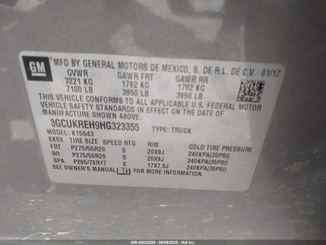 2017 CHEVROLET SILVERADO 1500 3GCUKREH9HG323355 Photo 8