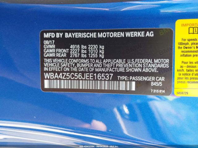 WBA4Z5C56JEE16537 BMW 440I