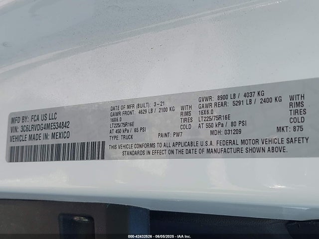 3C6LRVDG4ME534842 RAM Promaster 2500