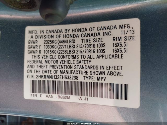 2HKRM4H32EH633238 Honda CR-V LX