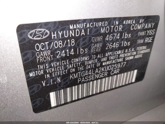 2019 GENESIS G70 KMTG44LA2KU025977 Photo 8