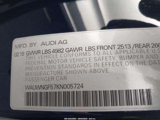 2019 AUDI A5 WAUWNGF57KN005724 Photo 8