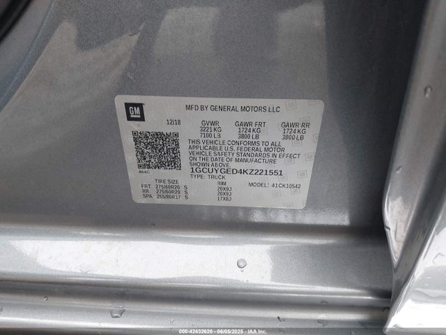 1GCUYGED4KZ221551 Chevrolet l84 - di, dfm, alum, gen 5, var 2