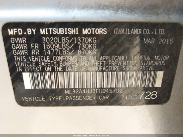 2015 MITSUBISHI MIRAGE ML32A4HJ3FH045702 Photo 8