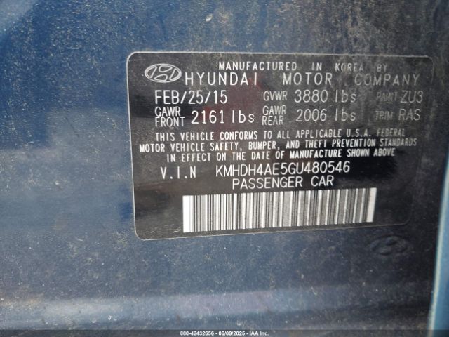 KMHDH4AE5GU480546 Hyundai ELANTRA SE