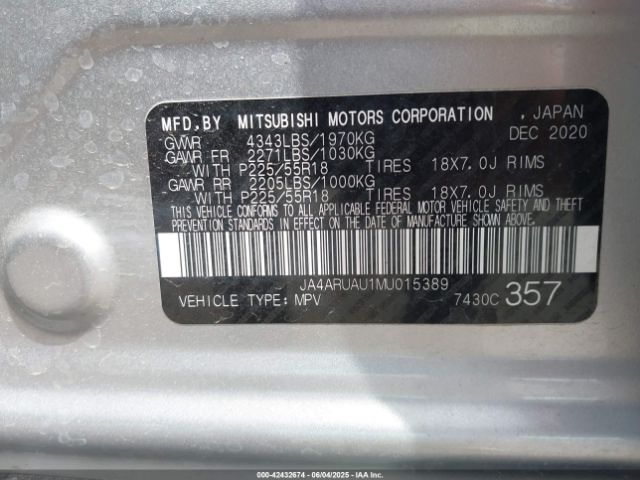 2021 MITSUBISHI OUTLANDER SPORT JA4ARUAU1MU015389 Photo 8