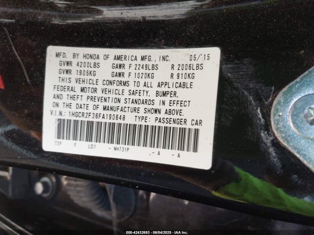 1HGCR2F36FA190648 Honda ACCORD LX