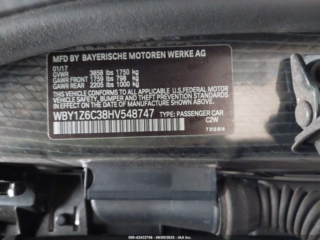 WBY1Z6C38HV548747 BMW 2017