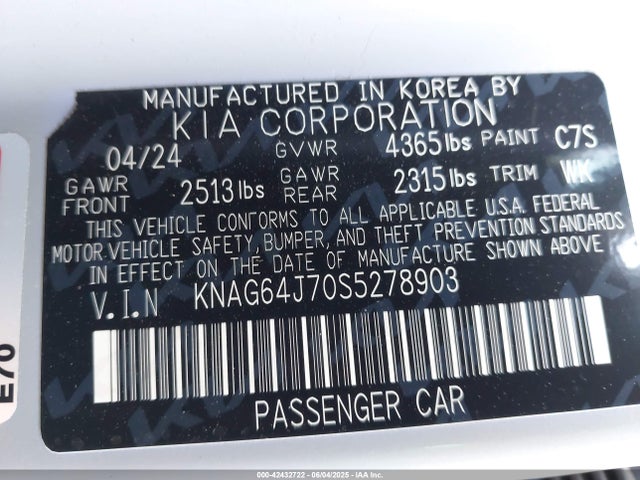 KNAG64J70S5278903 KIA gdi theta iii