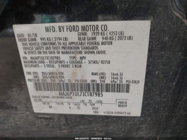 2018 FORD ECOSPORT MAJ6P1UL7JC187985 Photo 8