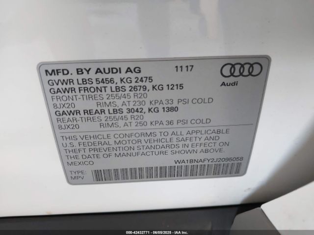 2018 AUDI Q5 WA1BNAFY2J2095058 Photo 8