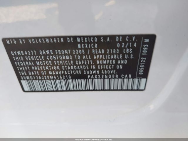 3VWD17AJ2EM415210 Volkswagen Jetta 1.8t Se