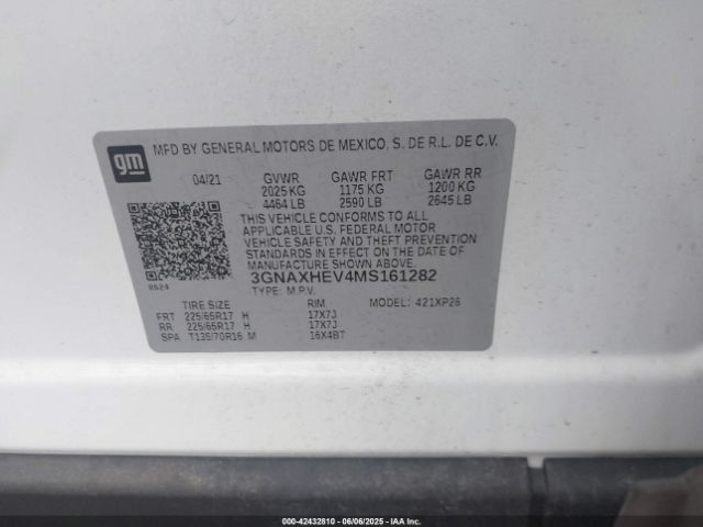 2021 CHEVROLET EQUINOX 3GNAXHEV4MS161282 Photo 8