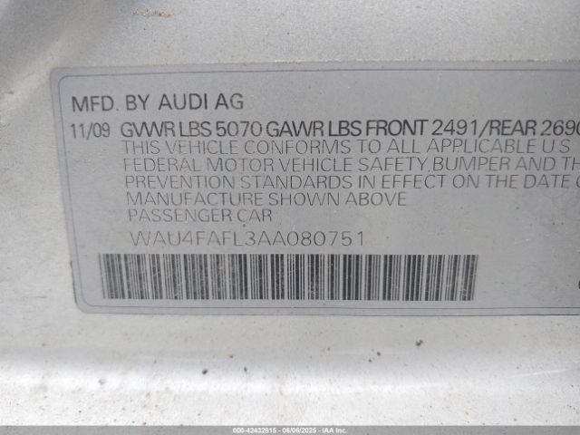2010 AUDI A4 WAU4FAFL3AA080751 Photo 8