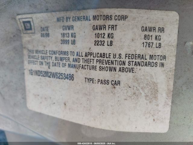 1998 CHEVROLET MALIBU 1G1ND52M2W6253486 Photo 8