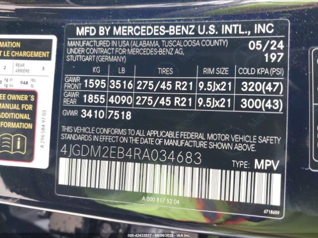 2024 MERCEDES-BENZ EQS 450 SUV 4JGDM2EB4RA034683 Photo 8