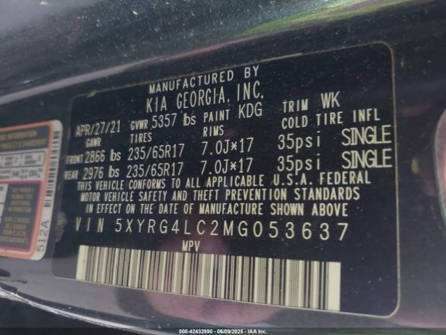 2021 KIA SORENTO 5XYRG4LC2MG053637 Photo 8