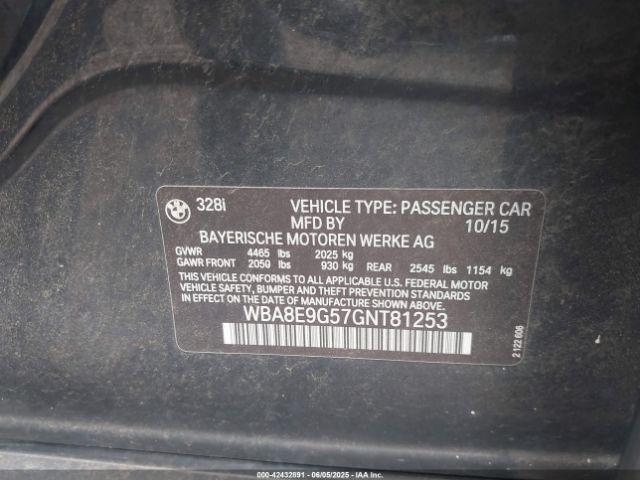 WBA8E9G57GNT81253 BMW 328I